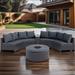 Malwee 6 Pieces Outdoor Patio Furniture Half Round Sofa Set, PE Wicker Rattan Conversation Couch withStorage Side Table&TeaTable