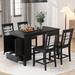 5-Piece Counter Height Dining Table Set with Faux Marble Tabletop, Solid Wood Bar Pub Table Set with Storage Cabinet and Drawer