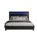 Black Queen Size Faux Leather Upholstered Platform Bed with LED Lighting, No Box Spring Needed