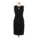 Lands' End Casual Dress - Sheath Keyhole Sleeveless: Black Print Dresses - Women's Size 6