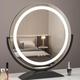 Round LED Makeup Mirror,Φ30/40/50/60cm Large Vanity Mirror With Lights,High Definition Lighted Up Mirror Dressing Table Mirror With Dimmable, Smart Touch Screen ( Color : Black , Size : 60cmX67cm )