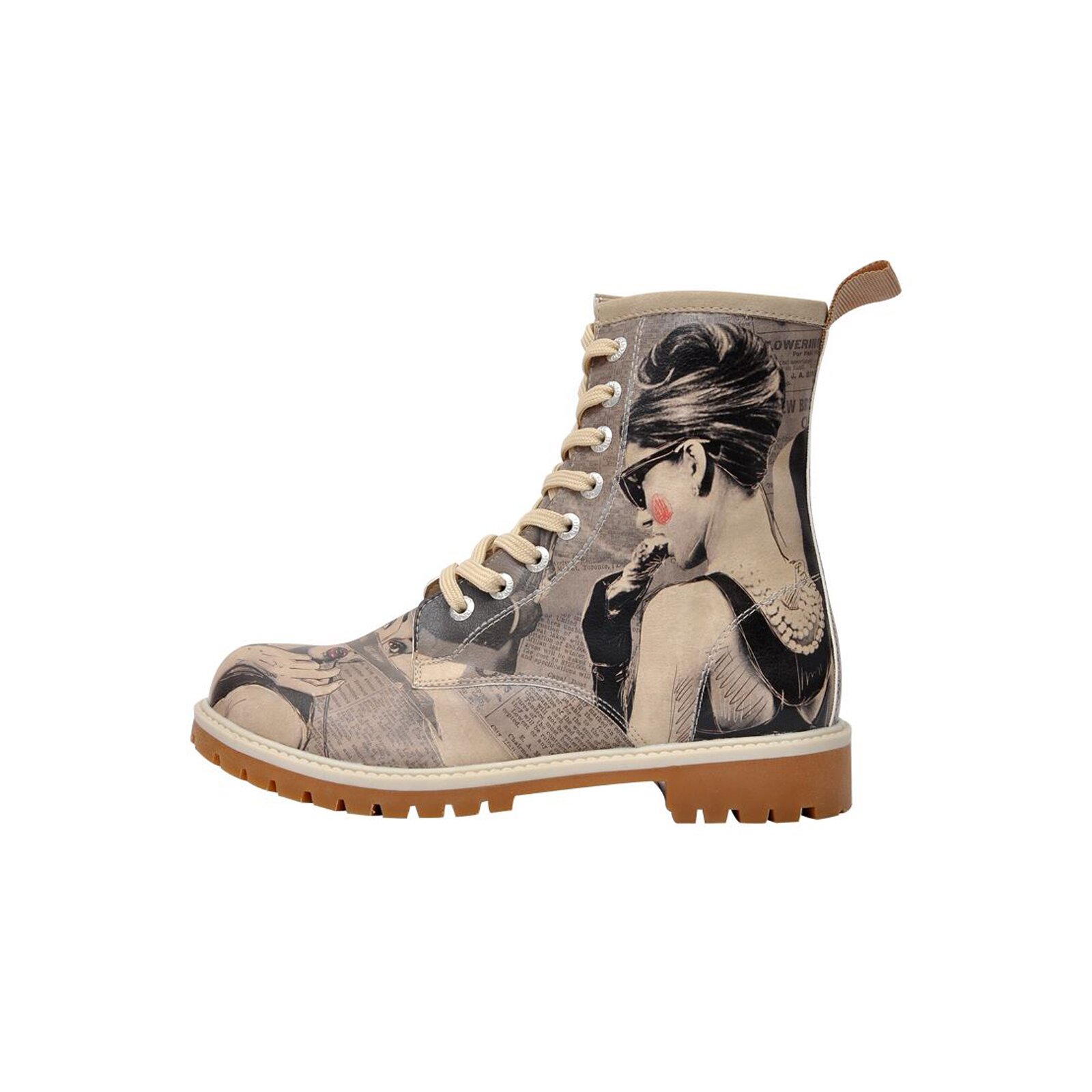 Schnürboots DOGO "Longe Boots Schnürstiefel It Wasn't Me Damen Stiefeletten", Damen, Gr. 38, Normalschaft, grau (grau, schwarz), Lederimitat, Schuhe, Handgefertigt