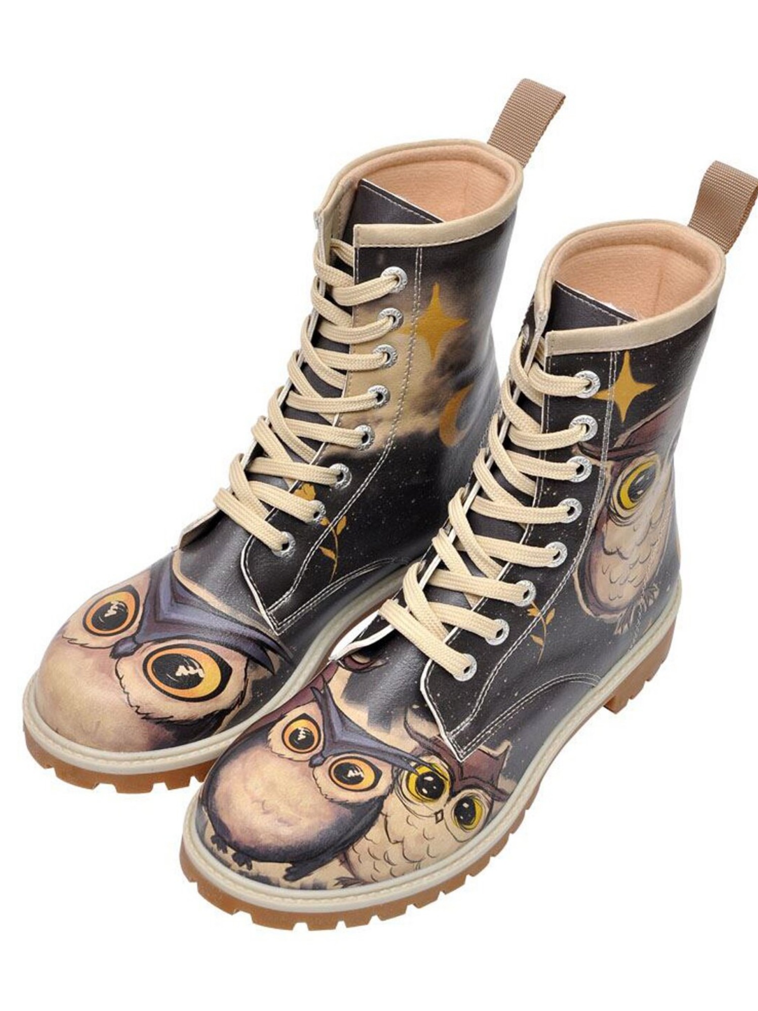 Schnürboots DOGO "Longe Boots Schnürstiefel It Wasn't Me Damen Stiefeletten", Damen, Gr. 41, Normalschaft, schwarz (braun, schwarz), Lederimitat, Schuhe, Handgefertigt