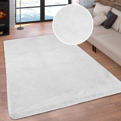 Hochflor-Teppich MY HOME "Silky, besonders weich und kuschelig, sehr dichte Qualität" Gr. 3, weiß, B:120cm H:33mm L:170cm, Kunstfaser, Teppiche, rutschhemmend beschichtet, waschbar, uni, Wohnzimmer, Schlafzimmer Image