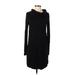 Lou & Grey Casual Dress - Sweater Dress High Neck Long sleeves: Black Solid Dresses - Women's Size 2X-Small
