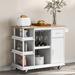 Fulocseny Rolling w/ Solid Wood Top Wood in White | 33.7 H x 40 W x 17.5 D in | Wayfair GA-Cart-707554White