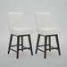 Lark Manor™ Alanys Swivel Counter & Bar Stool Wood/Leather in Gray/White | 40.2 H x 18 W x 23.6 D in | Wayfair 4D33F637623444E983753AC2858D60DB