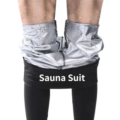 Combinaisons de sauna pour la perte de poids pantalons à revêtement argenté entraîneur de taille