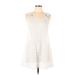 J Valdi Casual Dress - A-Line Scoop Neck Sleeveless: Ivory Print Dresses - Women's Size Large