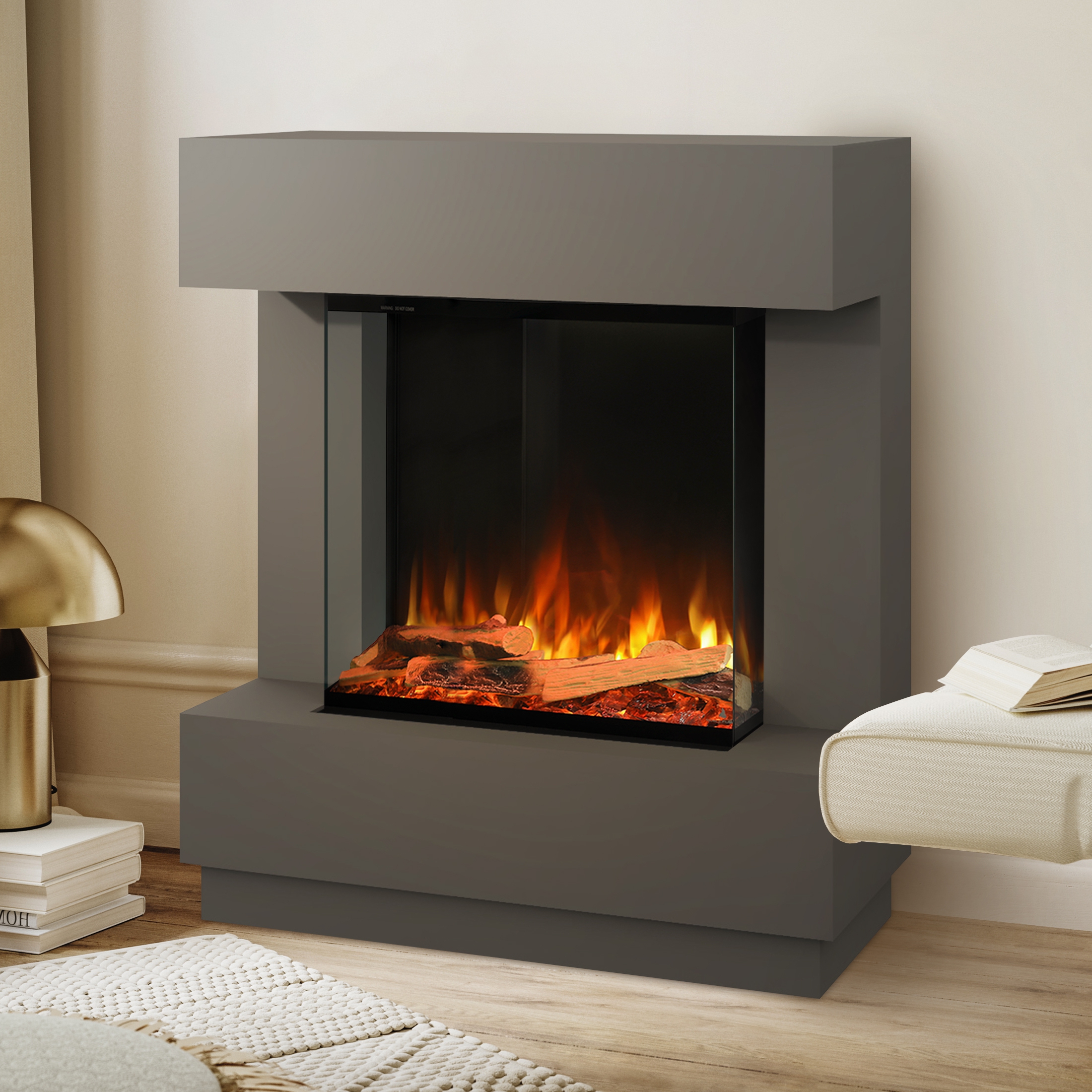 Noble Flame AURORA [Stand-Elektrokamin]: Quarzgrau - smoky dark / Rauchquarz Image