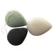 3PC Drop Shape Facial Sponge Natural Activated Bamboo Charcoal Face Cleansing Exfoliating Sensitive Skin Body Massage Tools for Women and Men (Black Green and Beige)