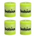Bolsius 4Pc Lime Rustic Pillar Candles 80 X 68mm