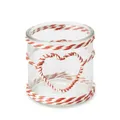 Red & White Twine Heart Glass Tealight Holder