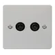 Flat Plate Polished Chrome 2 Gang Twin Coaxial Tv Socket - Black Trim - Se Home