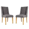 Dibor Set Of 2 Cannes Button Back Kitchen Furniture Dining Room Chair - Charcoal