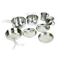 8pcs Outdoor Cookware Stainless Steel Set Portable Bowl Outdoor Picnic Portable Combination Pot Bowl Set for Camping Barbecue (Sliver)