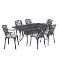 Afuera Living Traditional Aluminum 7 Piece Outdoor Dining Set in Charcoal