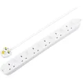 Masterplug 6 Socket 13A Switched White Extension Lead, 2M