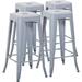 30 Inches Metal Bar Stools High Backless Stools for Indoor Outdoor Stackable Kitchen Set of 4