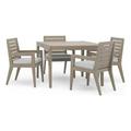 Afuera Living Sustain Wood Outdoor Dining Table and Four Armchairs in Gray