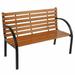 GZXS 48 Hardwood Slotted Steel Cast Iron Frame Outdoor Patio Garden Bench Park Seat