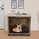 Foxhunter Vintage Brown Wooden Dog Cage Crate Pet Kennel Table Top Cabin Easy Clean Medium