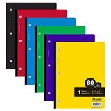 Notebook Wide Ruled 1 Subject 80 Wireless Notebooks 3 Punched Holes Lined Composition Book Assorted Color 24-Pack