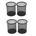 4pcs Round Wire Pen Holder Metal Pencil Holder Stury Brush Pot for Students Office Workers(Black)