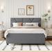 Brick Pattern Full Size Upholstered Platform Bed with Twin Size Trundle Bed Frame and 2 Drawers for Guest Room Bed Room