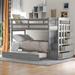 Gray Solid Wood Bunk Bed , Hardwood Twin Over Twin Bunk Bed with Trundle and Staircase for Kids, Teens, Boys or Girls