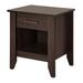 High Quality Wood Nightstand End Table Side Table with Open Storage Shelf and Roller Drawer Glides for Bedroom, Brown