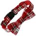 Dog Cat Collar Bowtie Buffalo Check Plaid Christmas Winter Snowflake Pet Collaré”›å­¯ED -Red-S