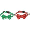 2 Pack Christmas Dog Collar with Bow Tie Santa Claus and Christmas Snowflake Collar -Style 3 + Style 4