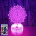YSTIAN 3D Lotus Flower Night Light Table Desk Optical Illusion Lamps 16 Color Changing Lights LED Table Lamp Xmas Home Love Birthday Children Kids Decor Toy Gift