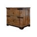 Umey 31 Inch 2 Drawer Nightstand, with Iron Belt Accents, Brown Mango Wood