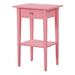 Wood High Legs Bedside Table End Table with Felt Lined Top Drawer and Open Storage Shelf for Bedroom Children's Rooms, Pink