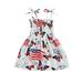 Lesimsam Toddler Summer A-line Dress Girls Tie-up Smocked Butterfly/ Heart/ Star Stripe Print Spaghetti Strap One-piece