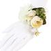 Women Bracelet Fashion Jewelry Wedding Bride Bridesmaid Wrist Flower Wristband Party Prom Hand Flower Decor (White)