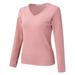 GUIGUI Women s Plus Size Base Layer Round Neck Solid Thermal Shirt Casual Basic Solid Long Sleeve Undershirt For Women Pink L