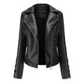 Women s Slim Leather Stand Collar Zip Motorcycle Suit Belt Coat Jacket Tops Comfy Loose Fit Long Sleeve Jacket Coat