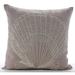 Pillow Covers Scallop Shell - 12x12 Inches Square Decorative Throw Pillow Cover Mocha Linen Pillow Cover With Pearl & Jute Embroidery