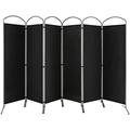 6.2Ft Folding 6-Panel Room Divider Black- 130 Wide Freestanding Foldable Fabric Privacy Screen Lightweight Portable Partition Wall Divider And Separator For Home Office Apartment Studio