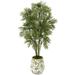 Nearly Natural 52-inch Parlor Palm Artificial Tree in Floral Print Planter