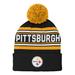 Preschool Black Pittsburgh Steelers Jacquard Cuffed Knit Hat with Pom