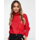 ASOS DESIGN longline jumper with high neck in red