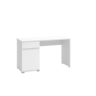 Schreibtisch INOSIGN "Elan", weiß (opaque weiß, weiß hg), B:130cm H:75,5cm T:50cm, Tische, Breite 130 cm, Front in Rillenoptik, grifflos, ABS-Schutzkanten Image