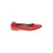 Italeau Flats: Slip-on Stacked Heel Casual Red Solid Shoes - Women's Size 40.5 - Almond Toe
