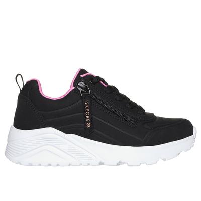 Skechers Girl's Uno Lite - Easy Zip Sneaker | Size 1.0 | Black/Rose Gold | Synthetic | Machine Washable