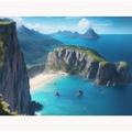 TWYYDP Wooden Puzzle 1500 Pieces Adult,Blue Sea Scenery Under the Mountain Puzzle,Puzzle for Adults Wooden Puzzle
