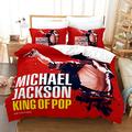 Double Duvet Set Michael Jackson Red Bedding Double Bed Set Microfiber Double Bedding Set 200x200 Double Duvet Cover Ultra Soft Duvet Cover Double Include Pillow Cases 2 Pack(50x75cm)